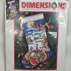 Dimensions Santa's on the Way 16" Stocking Stamped Cross Stitch Kit 8624